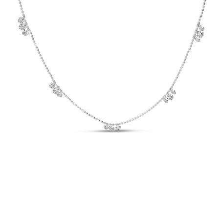 14K White Gold Triple Dashing Diamond Five Station Necklace