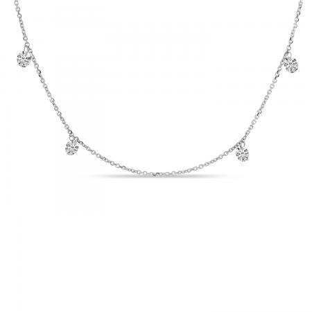 14K White Gold 1.00 ct Diamond Dashing Blank Center 18 inc Cable Chain Necklace