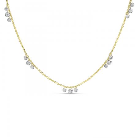 14K Yellow Gold Dashing Diamonds 3-Diamond 5-Station Necklace