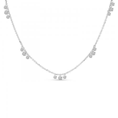 14K White Gold Dashing Diamonds 3-Diamond 5-Station Necklace