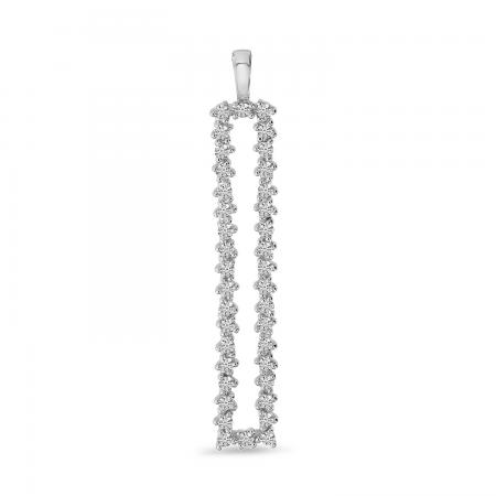 14K White Gold Diamond Long Rectangle Scattered Pendant