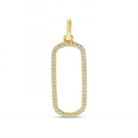 14K Yellow Gold Diamond Paperclip Pendant