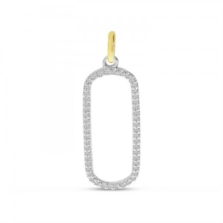 14K Two Tone Yellow and White Gold Diamond Paperclip Pendant