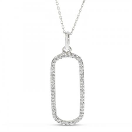 14K White Gold Diamond Paperclip Pendant