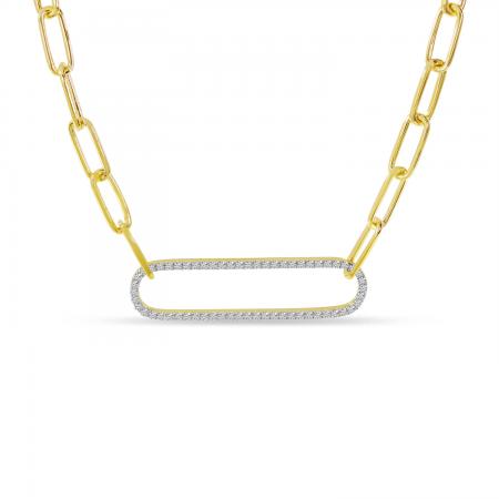 14K Yellow Gold Large Diamond Paperclip Link Necklace