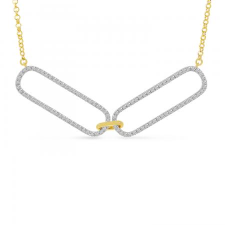 14K Yellow Gold Double Diamond Paperclip Link Necklace