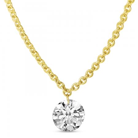 14K Yellow Gold Single Pierced Dashing Diamond Rolo Chain Necklace