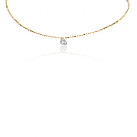 14K Yellow Gold .25 ct Single Dashing Diamond 18 inch Cable Chain Necklace