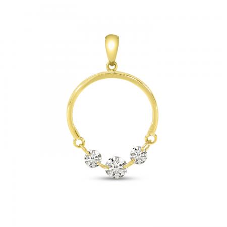 14K Yellow Gold Dashing Diamond Half Circle Pendant