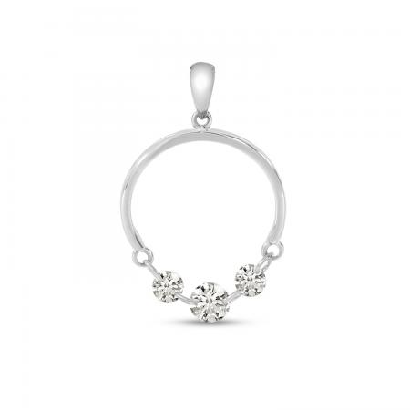 14K White Gold Dashing Diamond Half Circle Pendant