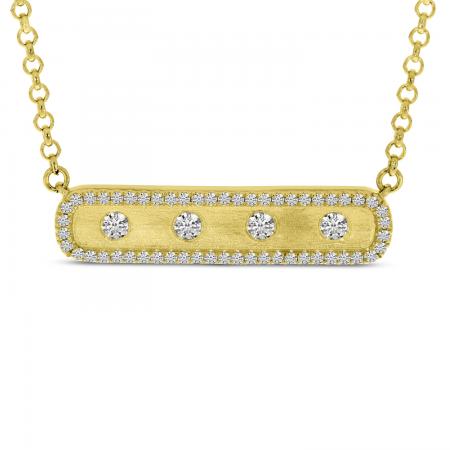 14K Yellow Gold Diamond East 2 West Bar Necklace