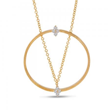 14K Rose Gold Millgrain Diamond Circle Necklace