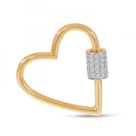 14K Rose Gold Diamond Heart Lock Pendant