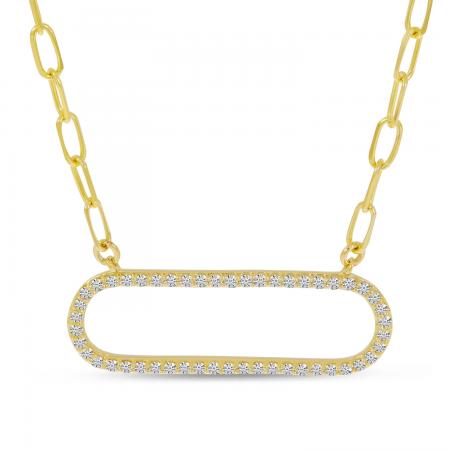 14K Yellow Gold Diamond Paperclip Necklace