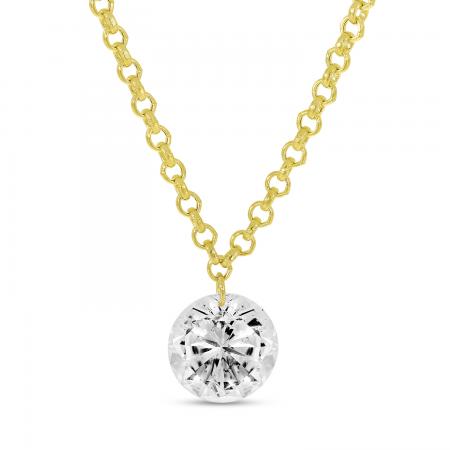 14K Yellow Gold Dashing Diamond Single Pierced Diamond 18 inch Necklace