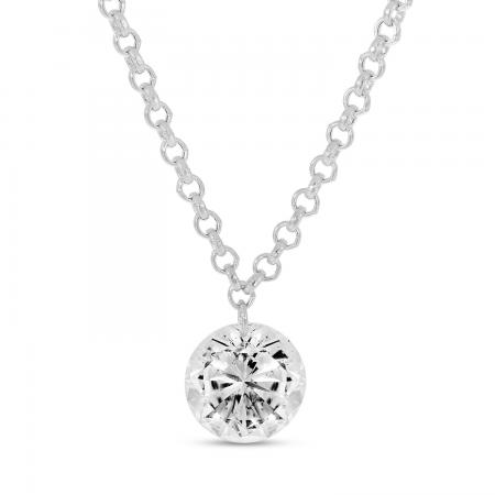 14K White Gold Dashing Diamond Single Pierced Diamond 18 inch Necklace