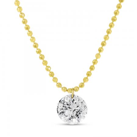 14K Yellow Gold Dashing Diamond Single Pierced Diamond 18 inch Necklace