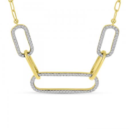 14K Yellow Gold Triple Paperclip Diamond Necklace