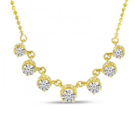 14K Yellow Gold 7 Graduated Diamond Necklace