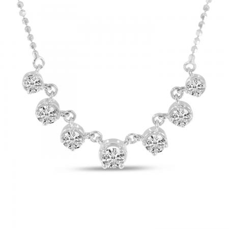 14K White Gold 7 Graduated Diamond Necklace