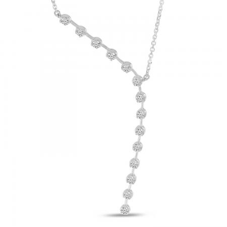 14K White Gold Asymmetrical Diamond Necklace