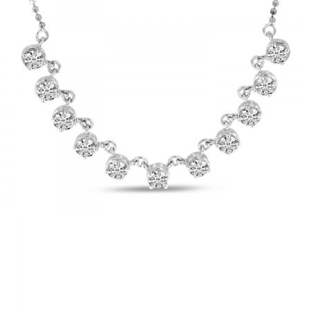 14K White Gold 11 Diamond Necklace