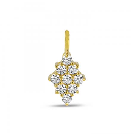 14K Yellow Gold Diamond Shape Clustaire Pendant