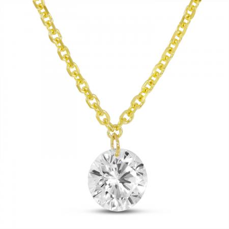 14K Yellow Gold 18 inch Single .50 ct Pierced Diamond Dashing Diamond Necklace