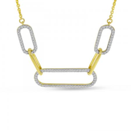 14K Yellow Gold Diamond Triple Paperclip Cable Chain Necklace