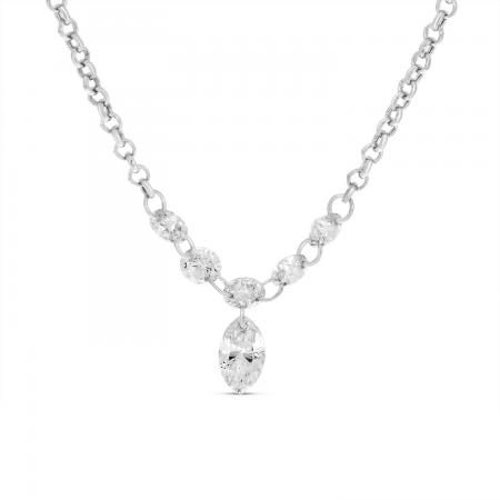 14K White Gold Dashing Diamonds & Marquis Drop Necklace