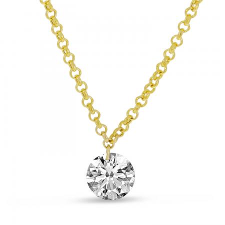 14K Yellow Gold Dashing Diamond Single Pierced Diamond 18 inch Necklace