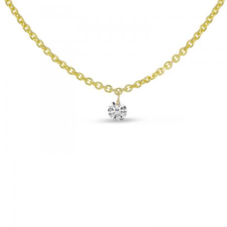 14K Yellow Gold Single Pierced Diamond Cable Chain Necklace