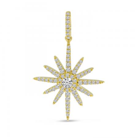 14K Yellow Gold Diamond Starburst Pendant