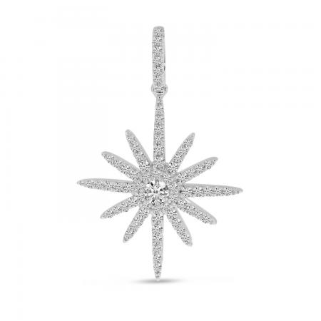 14K White Gold Diamond Starburst Pendant