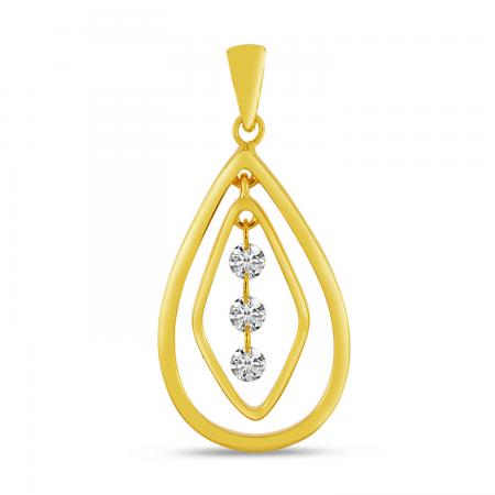 14K Yellow Gold Dashing Diamonds Chandelier Drop Pendant