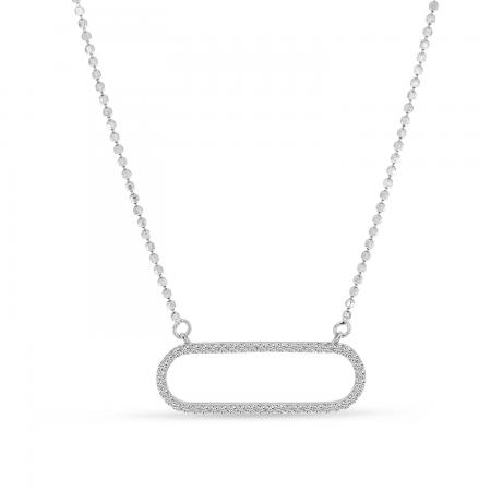 14K White Gold Open Paperclip Necklace