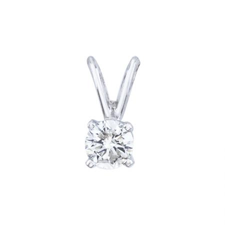 14K White Gold .10 Ct Diamond Solitaire Pendant