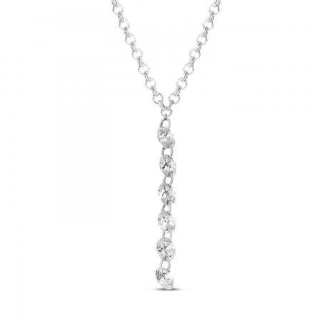 14K White Gold Dashing Diamond Cable Chain Necklace