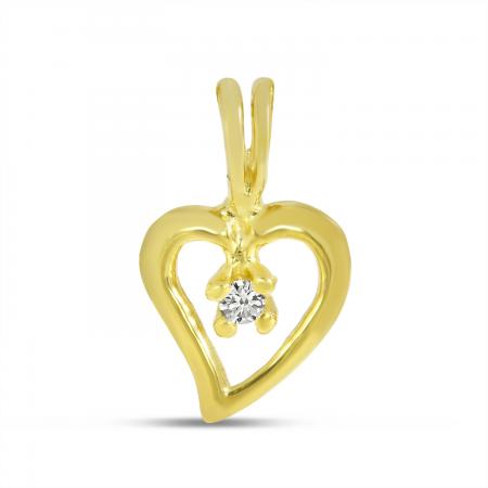 14K Yellow Gold Petite Diamond Heart Pendant