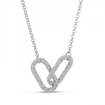 14K White Gold Diamond Interlocking Links Necklace