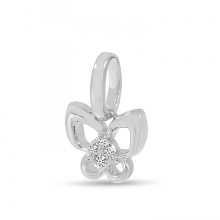 14K White Gold Small Diamond Butterfly Pendant