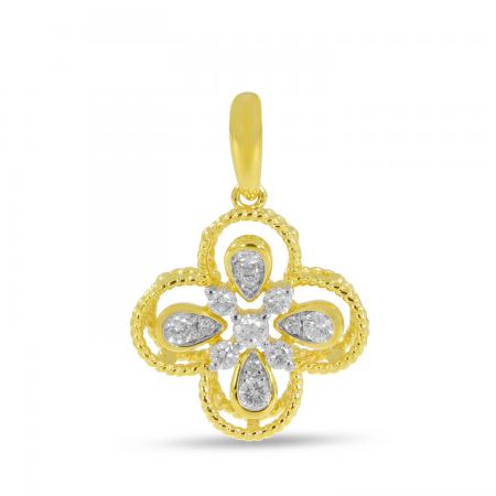 14K Yellow Gold Clover Diamond Pendant