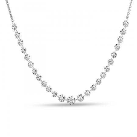 14K White Gold Dashing Diamond Graduated Necklace