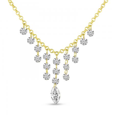 14K Yellow Gold Dashing Diamond Cleopatra Cascading Necklace