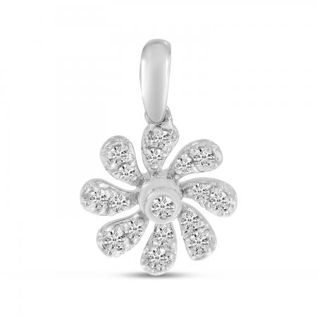 14K White Gold Diamond Floral Pendant