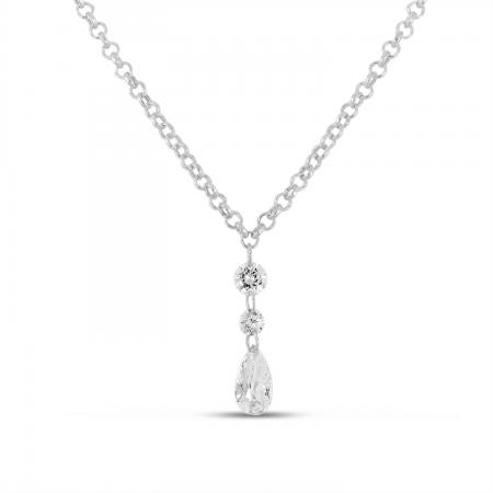 14K White Gold Dashing Diamond Pear Drop Necklace