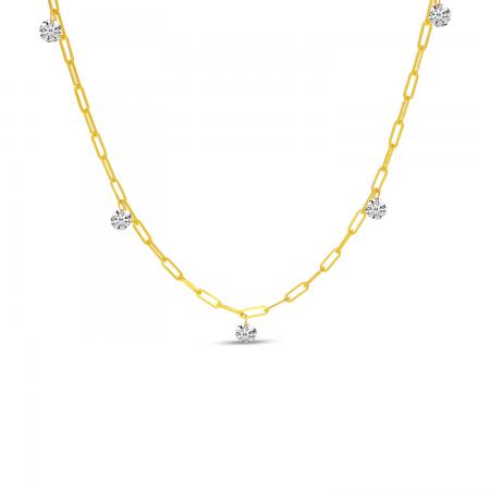 14K Yellow Gold Dashing Diamond .50 Ct  Light Weight Link Necklace