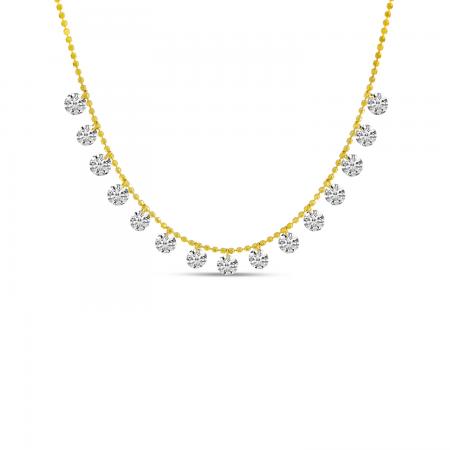 14K Yellow Gold Dashing Diamond 1.95 Ct 18 inch Cleopatra Necklace