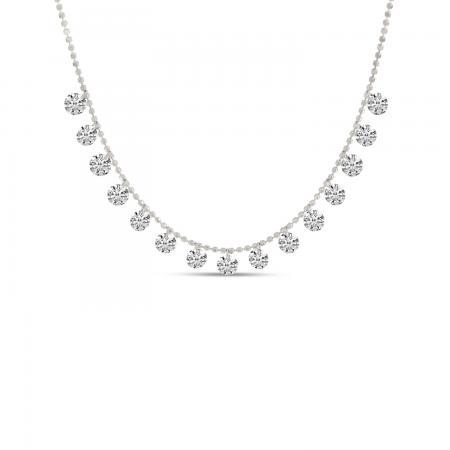 14K White Gold Dashing Diamond 1.95 Ct 18 inch Cleopatra Necklace