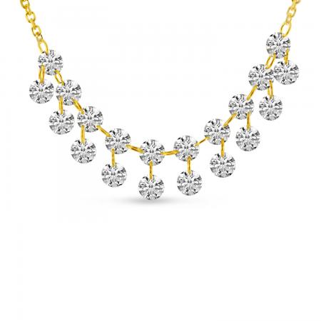 14K Yellow Gold Dashing Diamond Double Row 1. 60 Ct 18 inch Necklace